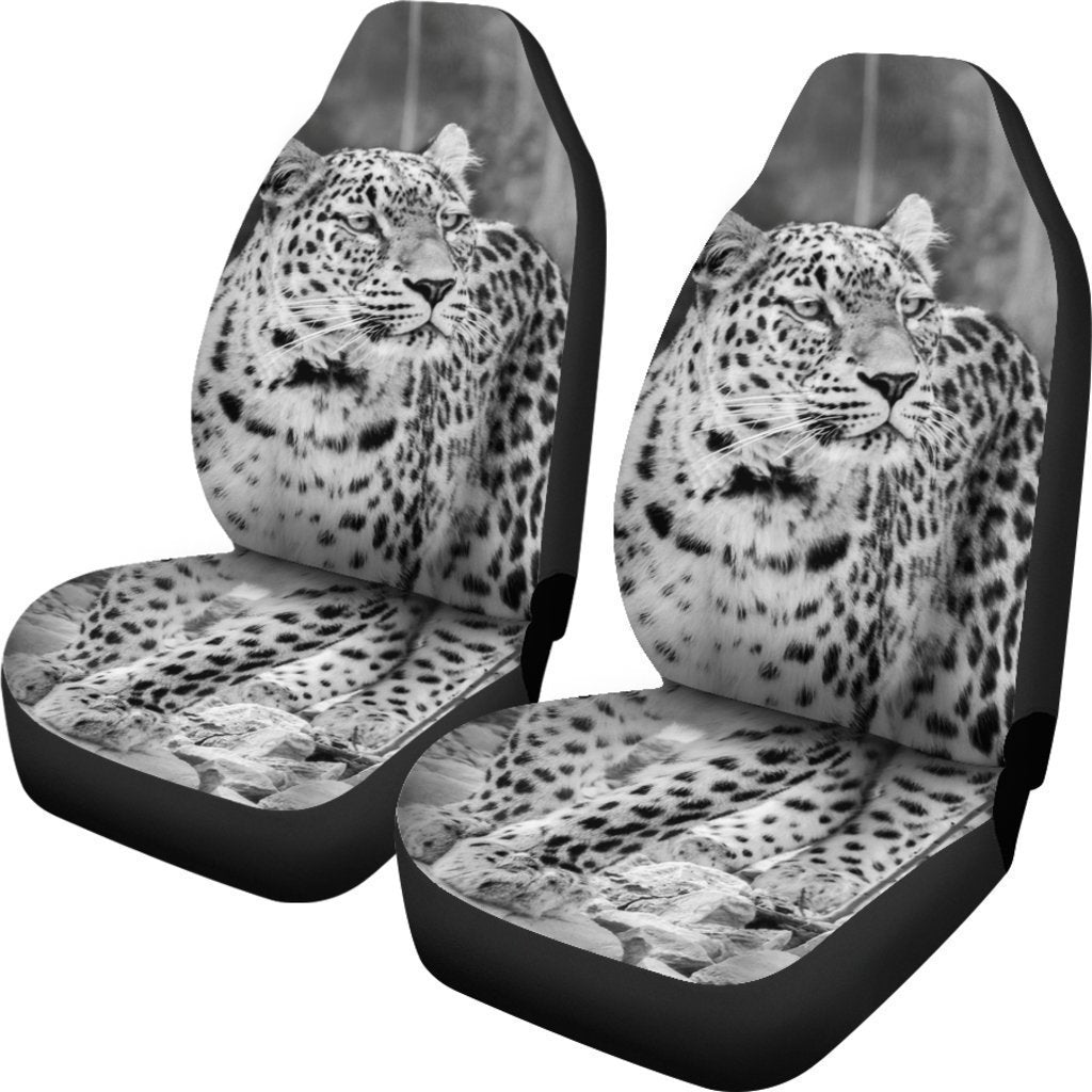 Black And White Leopard Universal Fit Car Seat Covers GearFrost