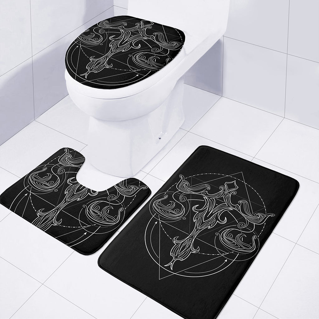 Black And White Libra Sign Print 3 Piece Bath Mat Set