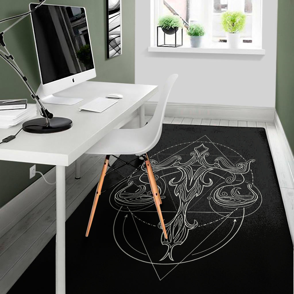 Black And White Libra Sign Print Area Rug