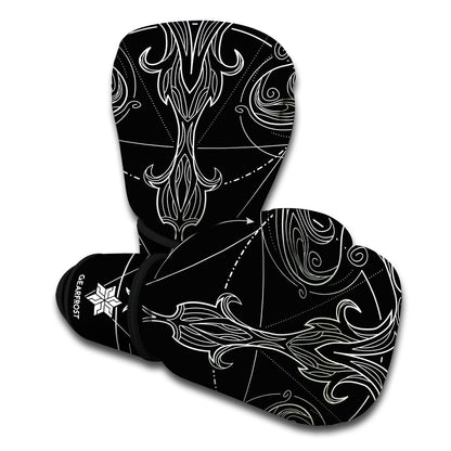 Black And White Libra Sign Print Boxing Gloves