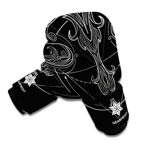 Black And White Libra Sign Print Boxing Gloves