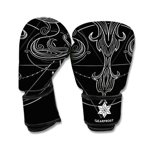 Black And White Libra Sign Print Boxing Gloves