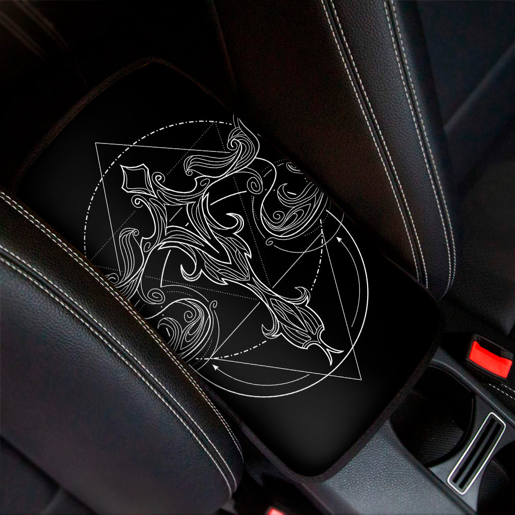 Black And White Libra Sign Print Car Center Console Cover