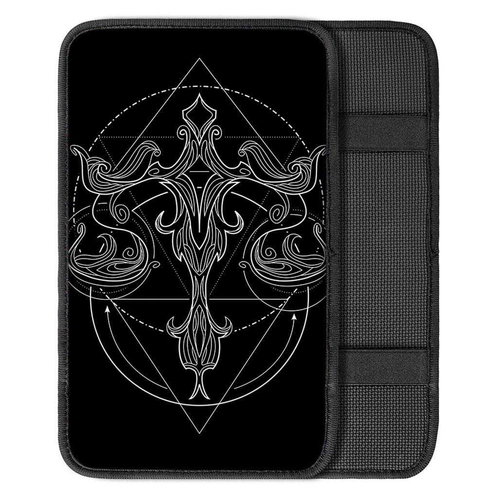 Black And White Libra Sign Print Car Center Console Cover