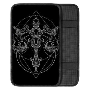 Black And White Libra Sign Print Car Center Console Cover