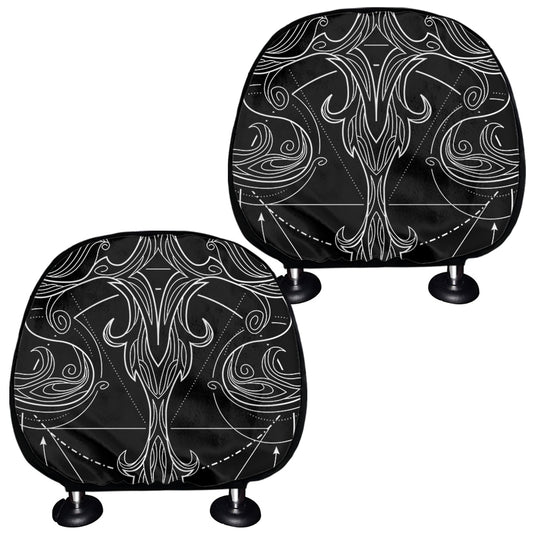 Black And White Libra Sign Print Car Headrest Covers