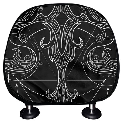 Black And White Libra Sign Print Car Headrest Covers