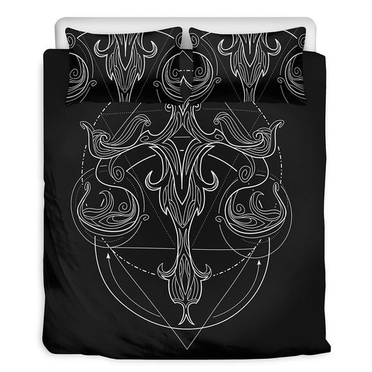 Black And White Libra Sign Print Duvet Cover Bedding Set