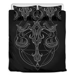 Black And White Libra Sign Print Duvet Cover Bedding Set