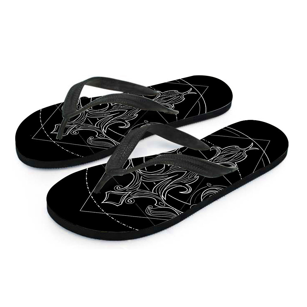 Black And White Libra Sign Print Flip Flops