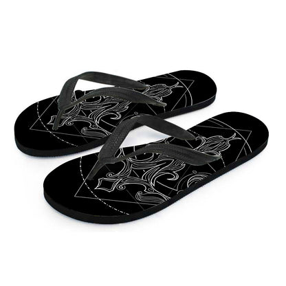 Black And White Libra Sign Print Flip Flops