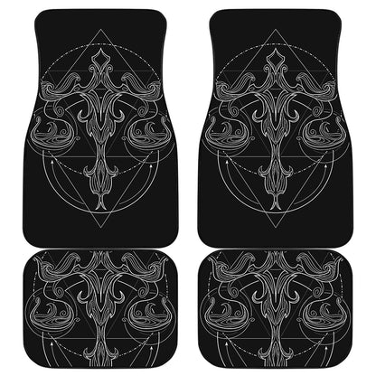 Black And White Libra Sign Print Front and Back Car Floor Mats