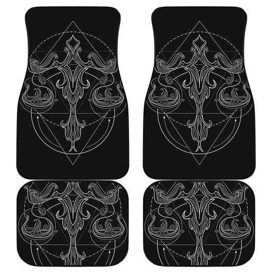 Black And White Libra Sign Print Front and Back Car Floor Mats
