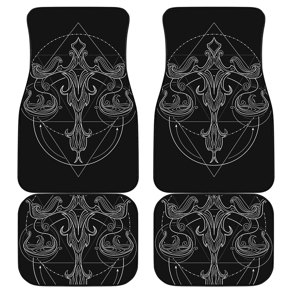 Black And White Libra Sign Print Front and Back Car Floor Mats