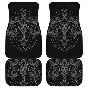 Black And White Libra Sign Print Front and Back Car Floor Mats