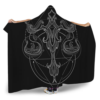 Black And White Libra Sign Print Hooded Blanket