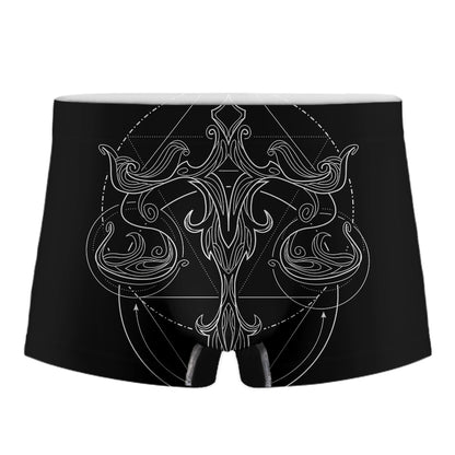Black And White Libra Sign Print Men's Boxer Briefs