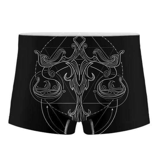 Black And White Libra Sign Print Men's Boxer Briefs