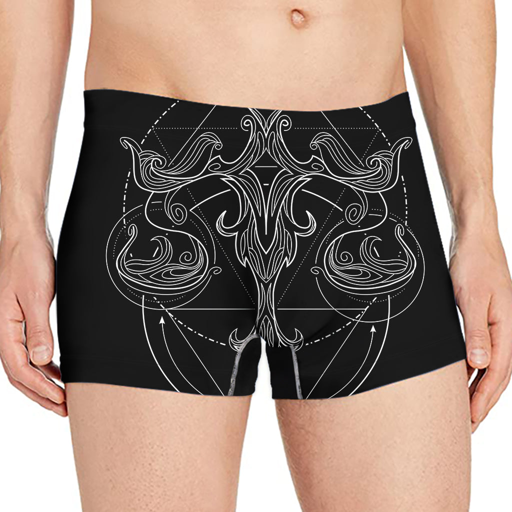 Black And White Libra Sign Print Men's Boxer Briefs