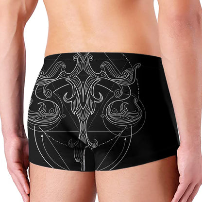 Black And White Libra Sign Print Men's Boxer Briefs