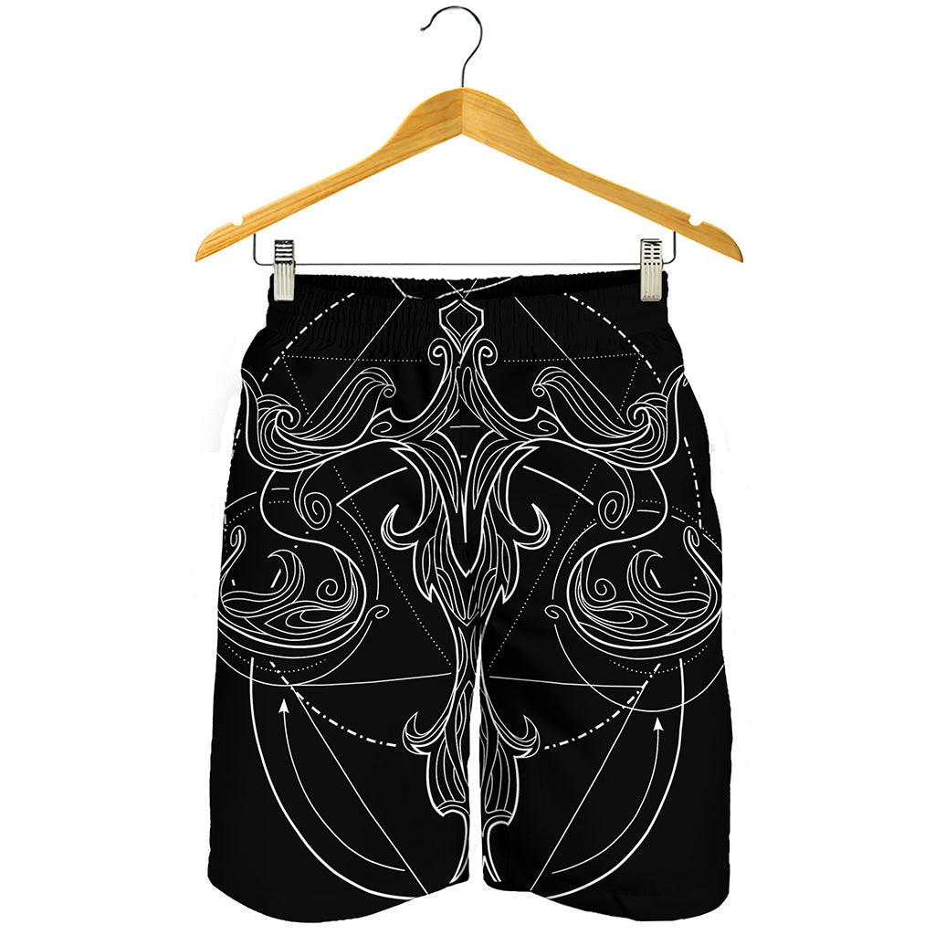 Black And White Libra Sign Print Men's Shorts