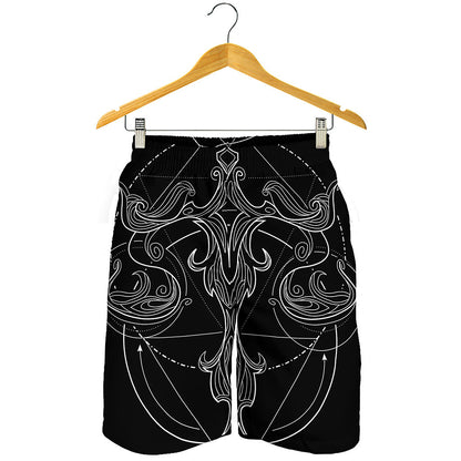 Black And White Libra Sign Print Men's Shorts