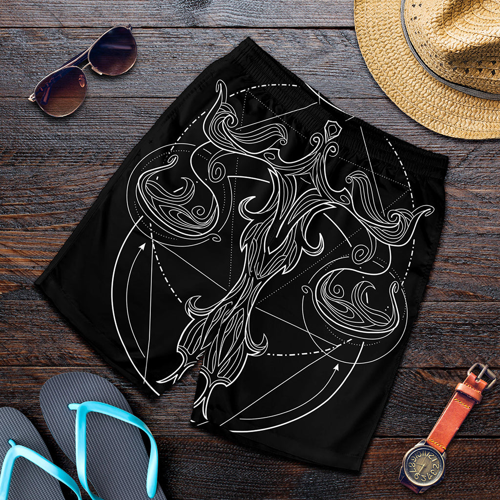 Black And White Libra Sign Print Men's Shorts