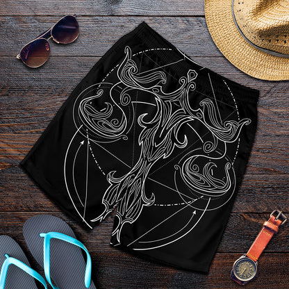 Black And White Libra Sign Print Men's Shorts