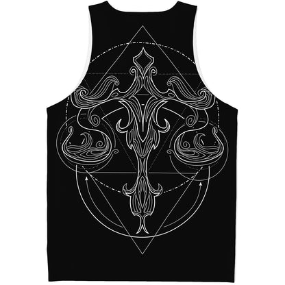 Black And White Libra Sign Print Men's Tank Top
