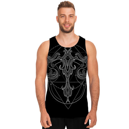 Black And White Libra Sign Print Men's Tank Top
