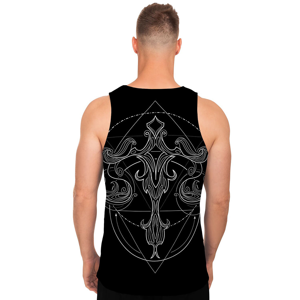 Black And White Libra Sign Print Men's Tank Top