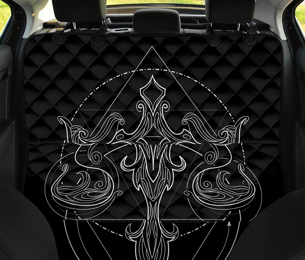 Black And White Libra Sign Print Pet Car Back Seat Cover