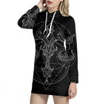 Black And White Libra Sign Print Pullover Hoodie Dress