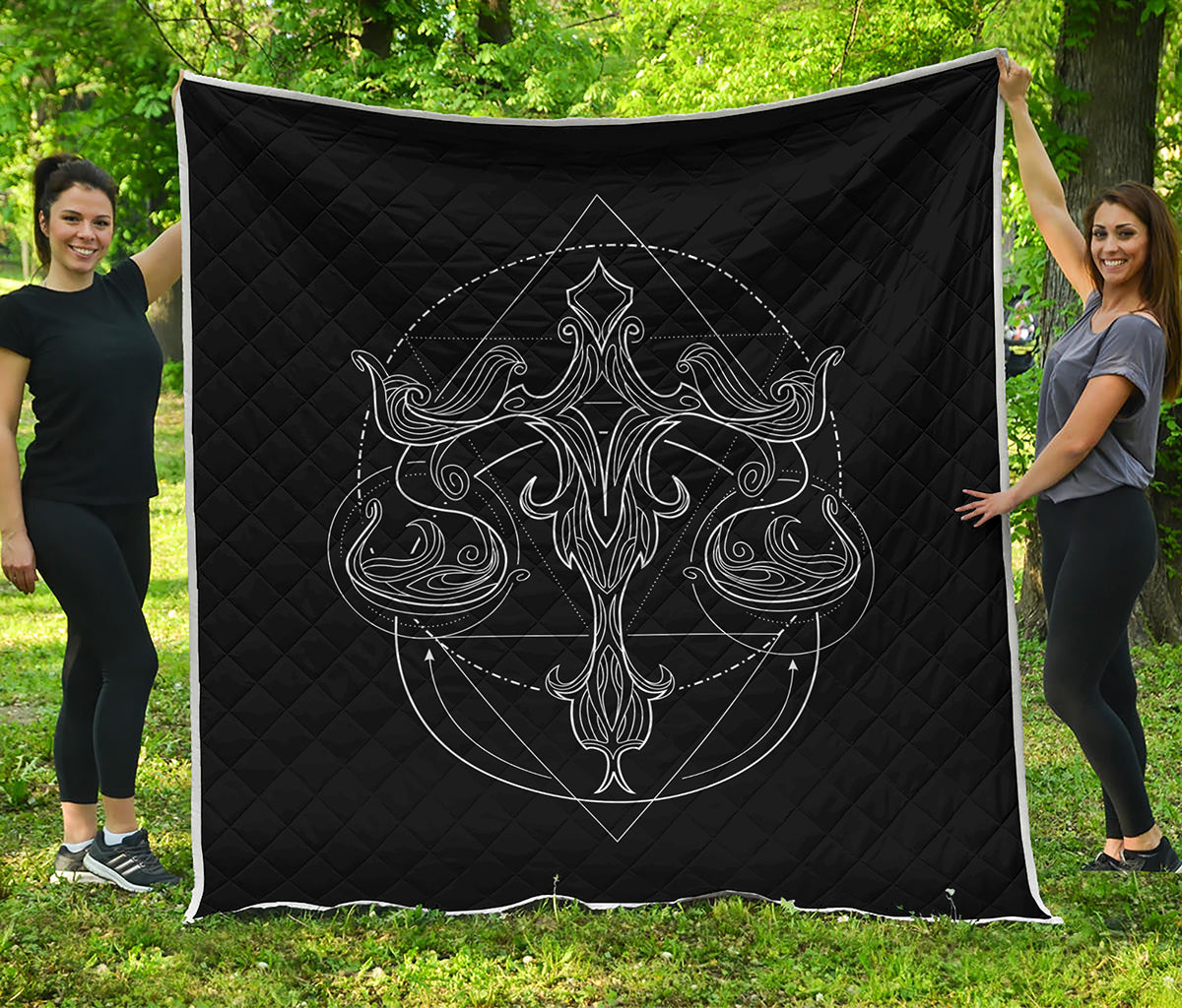 Black And White Libra Sign Print Quilt