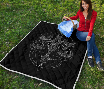 Black And White Libra Sign Print Quilt