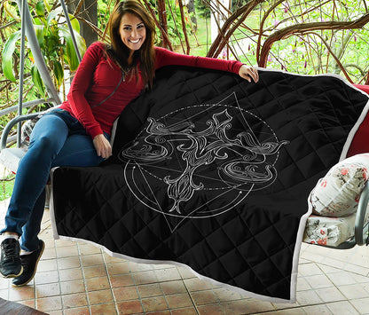 Black And White Libra Sign Print Quilt