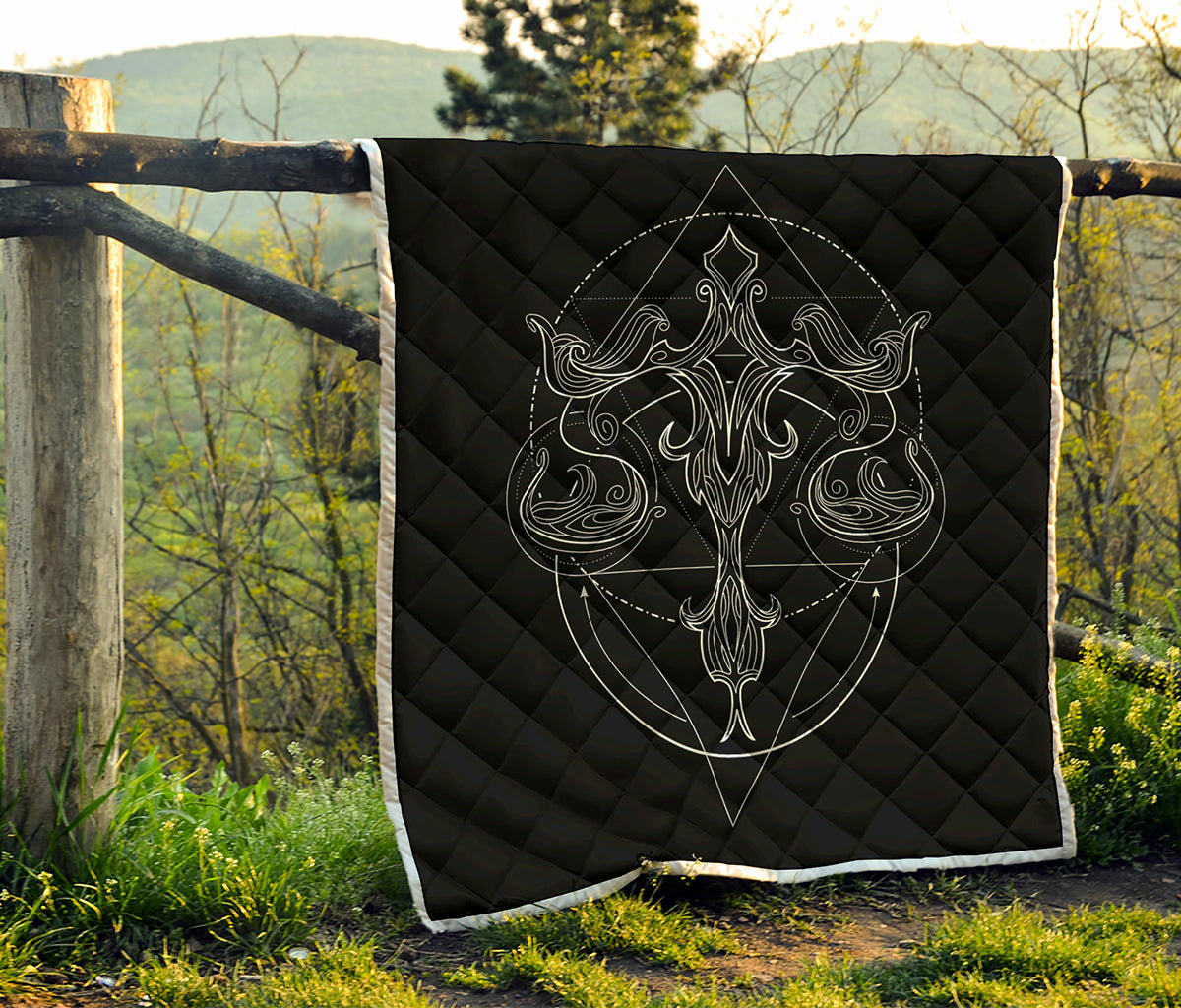 Black And White Libra Sign Print Quilt