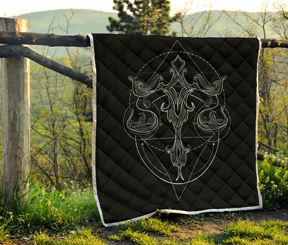 Black And White Libra Sign Print Quilt