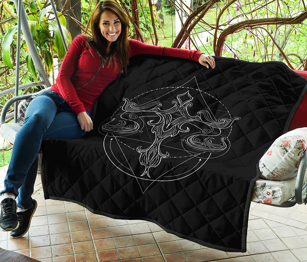 Black And White Libra Sign Print Quilt