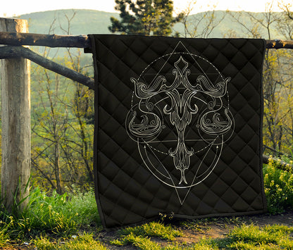 Black And White Libra Sign Print Quilt