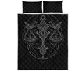 Black And White Libra Sign Print Quilt Bed Set