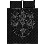 Black And White Libra Sign Print Quilt Bed Set