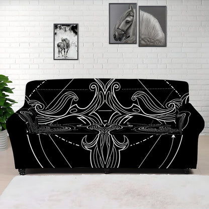 Black And White Libra Sign Print Sofa Cover