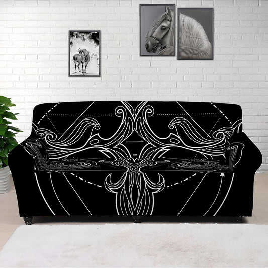 Black And White Libra Sign Print Sofa Cover