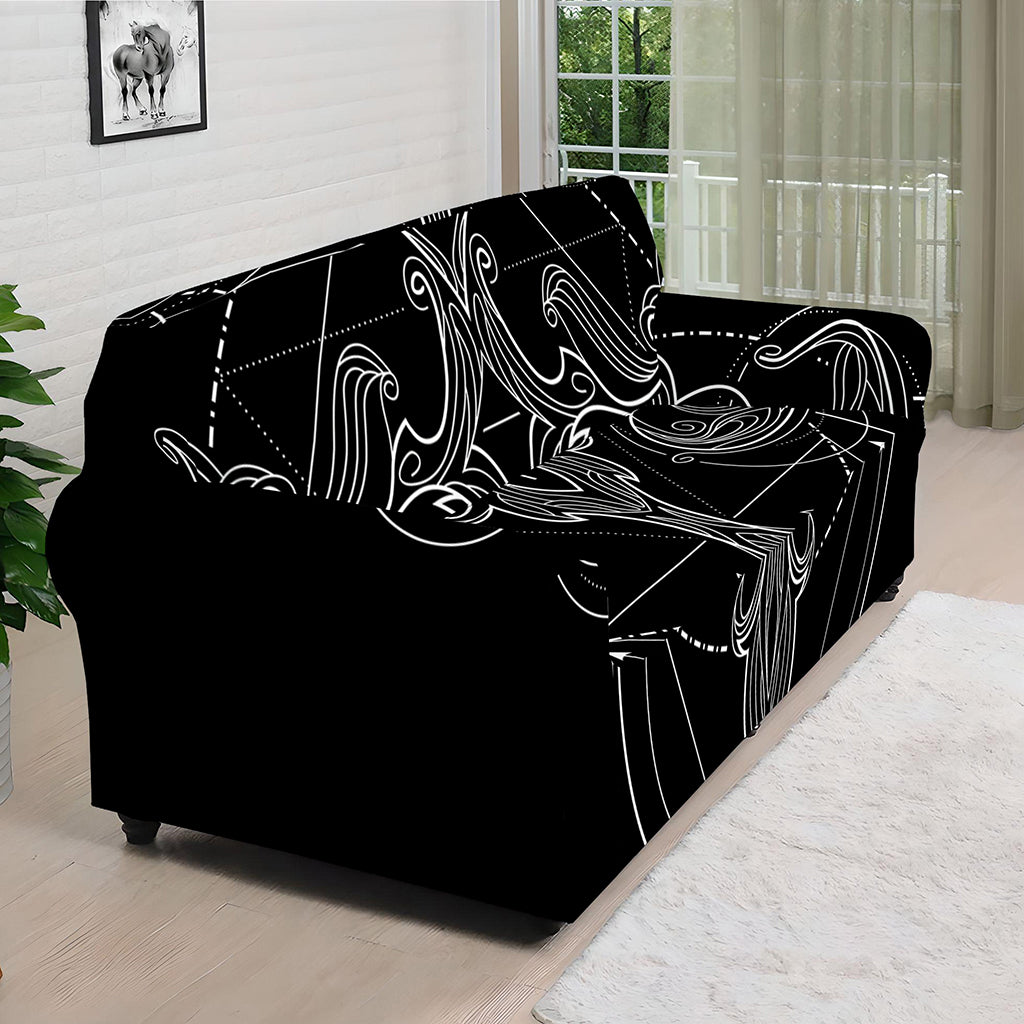Black And White Libra Sign Print Sofa Cover