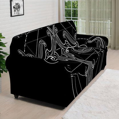 Black And White Libra Sign Print Sofa Cover