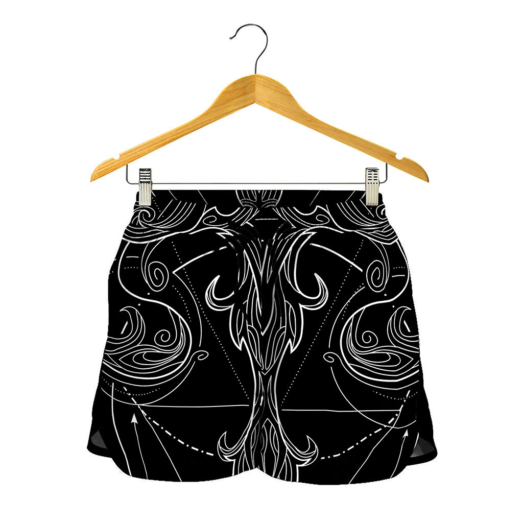 Black And White Libra Sign Print Women's Shorts