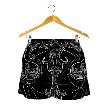Black And White Libra Sign Print Women's Shorts