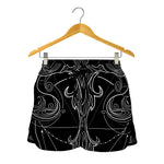 Black And White Libra Sign Print Women's Shorts