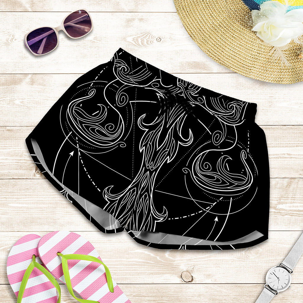 Black And White Libra Sign Print Women's Shorts